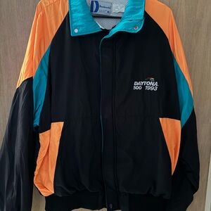 Dunbrooke Mobile 1 Racing Men's Colorblock Windbreaker - Black, Orange, Teal